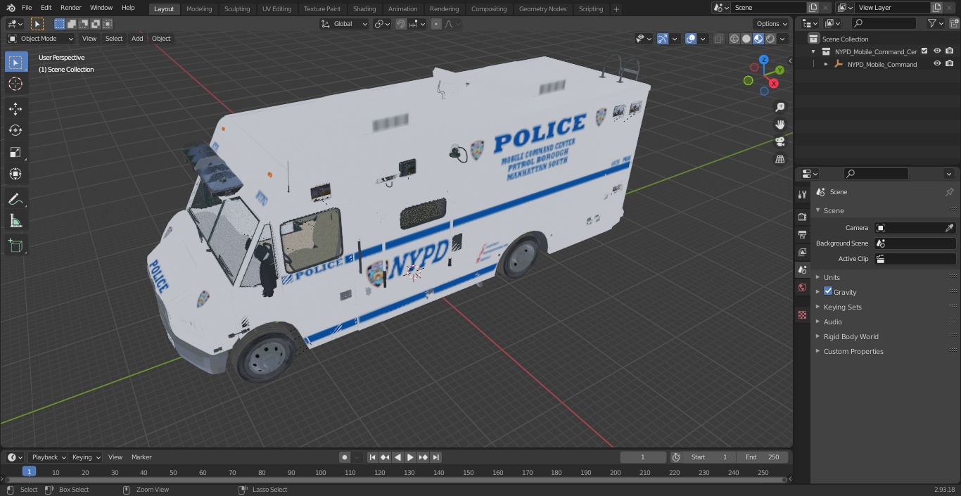 NYPD Mobile Command Center Simple Interior 3D