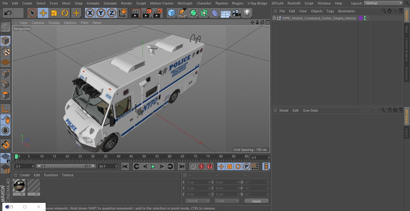 NYPD Mobile Command Center Simple Interior 3D