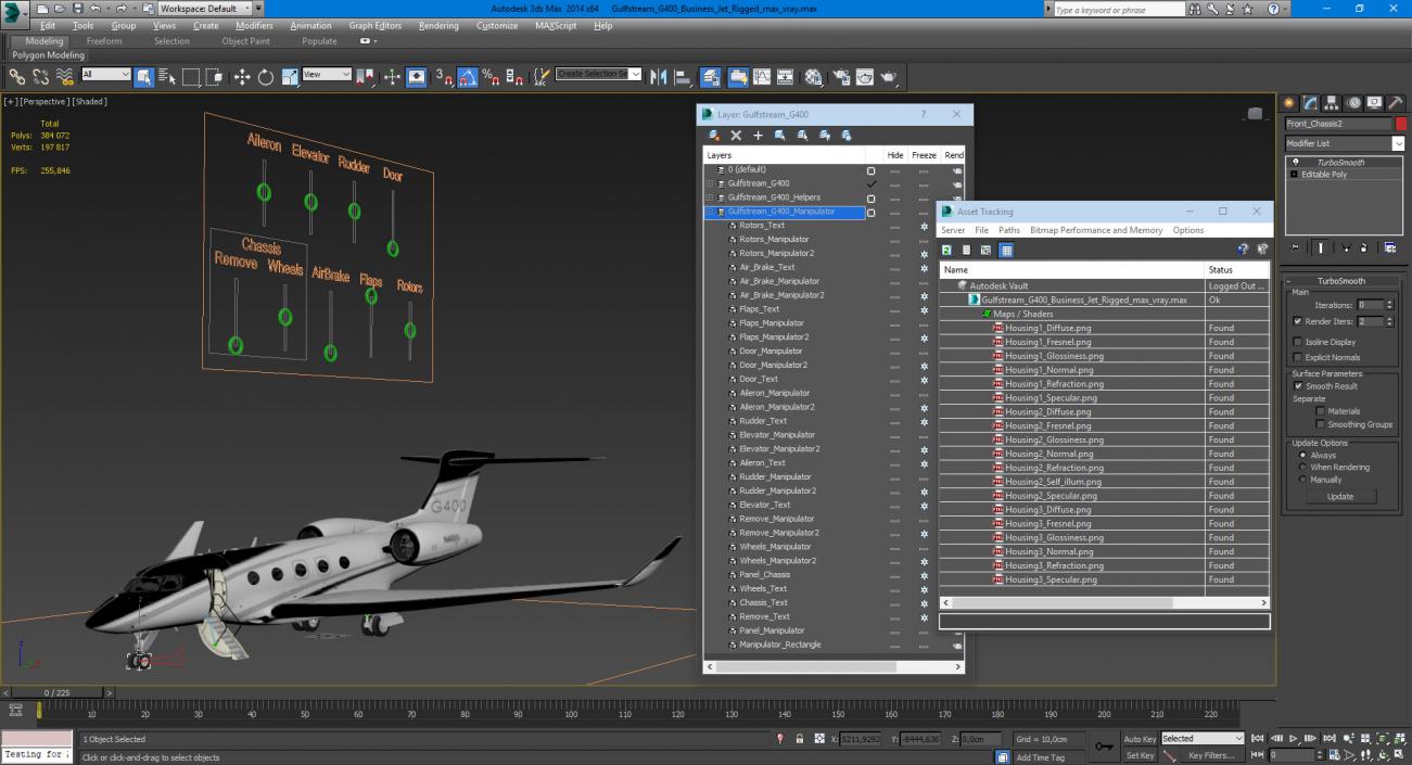 3D model Gulfstream G400 Business Jet Rigged