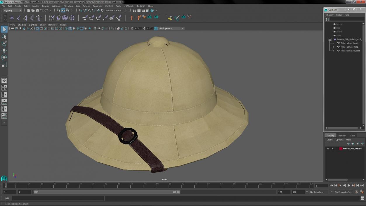 3D French Pith Helmet model