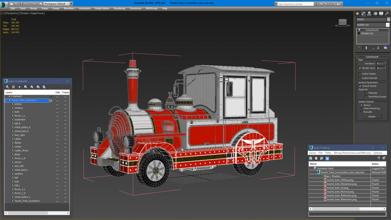 Tourist Train Locomotive 3D model