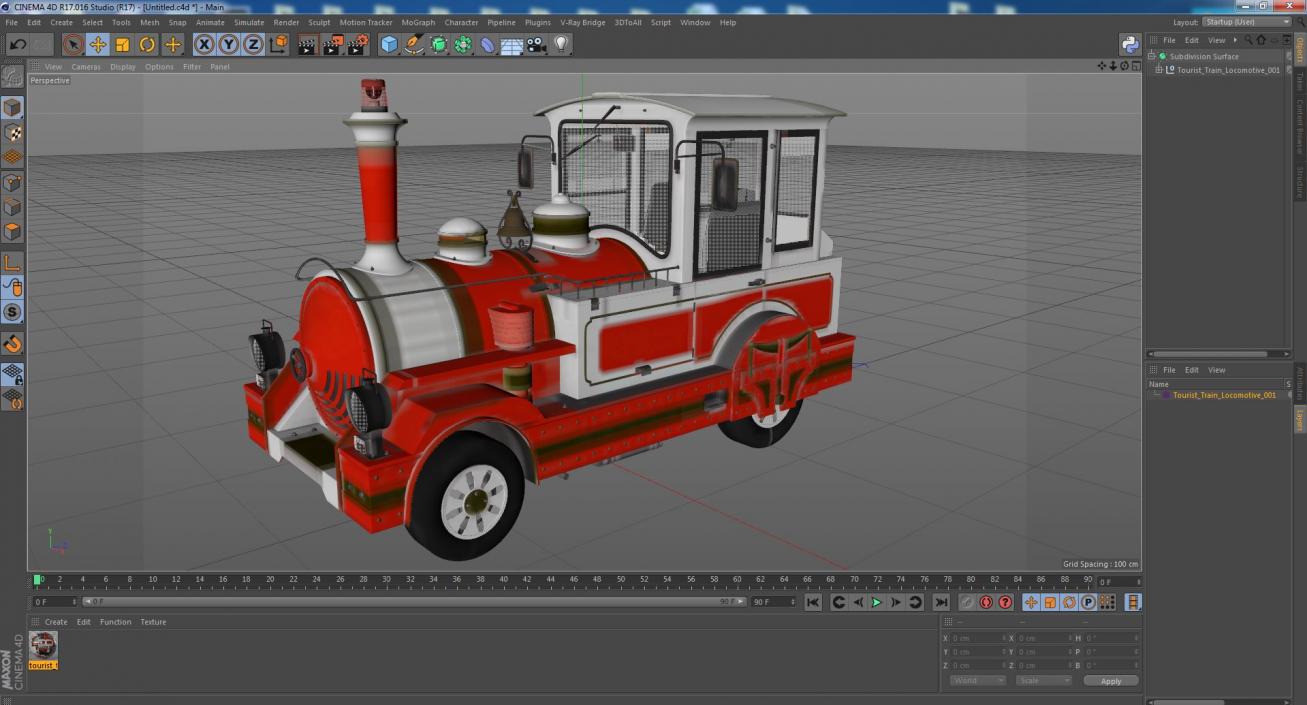 Tourist Train Locomotive 3D model