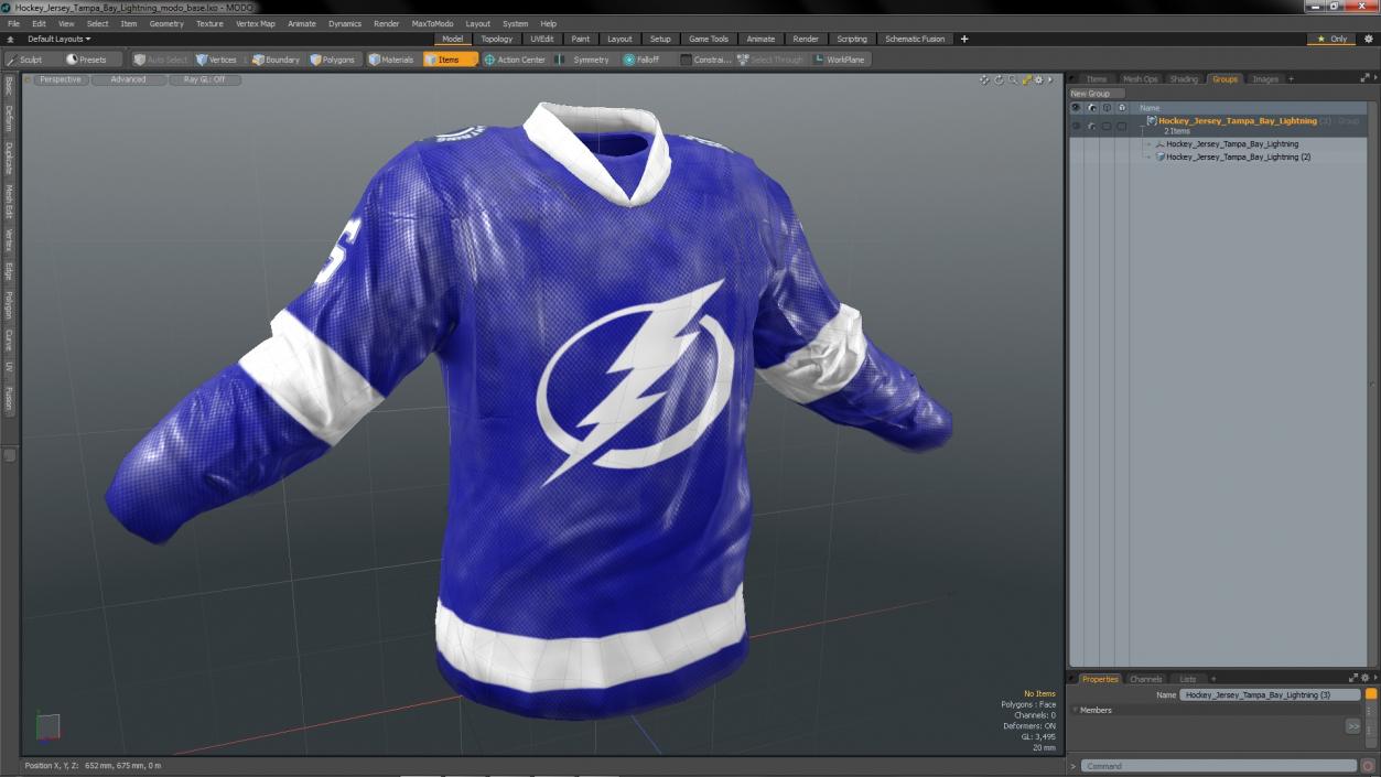 3D Hockey Jersey Tampa Bay Lightning model