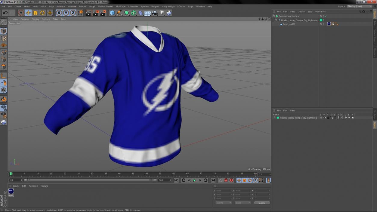 3D Hockey Jersey Tampa Bay Lightning model