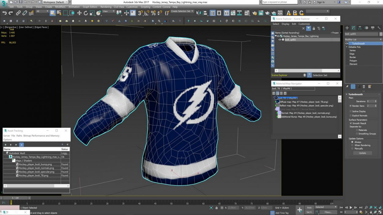 3D Hockey Jersey Tampa Bay Lightning model