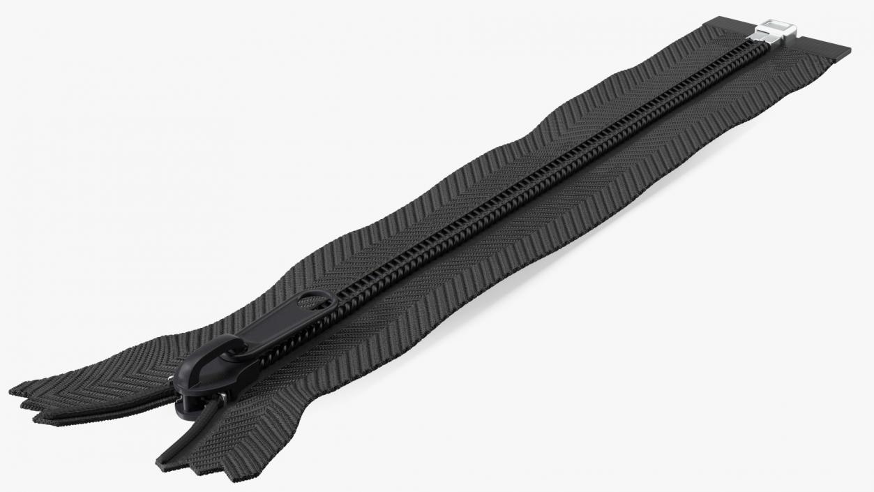 Open End Nylon Coil Zipper Black 3D