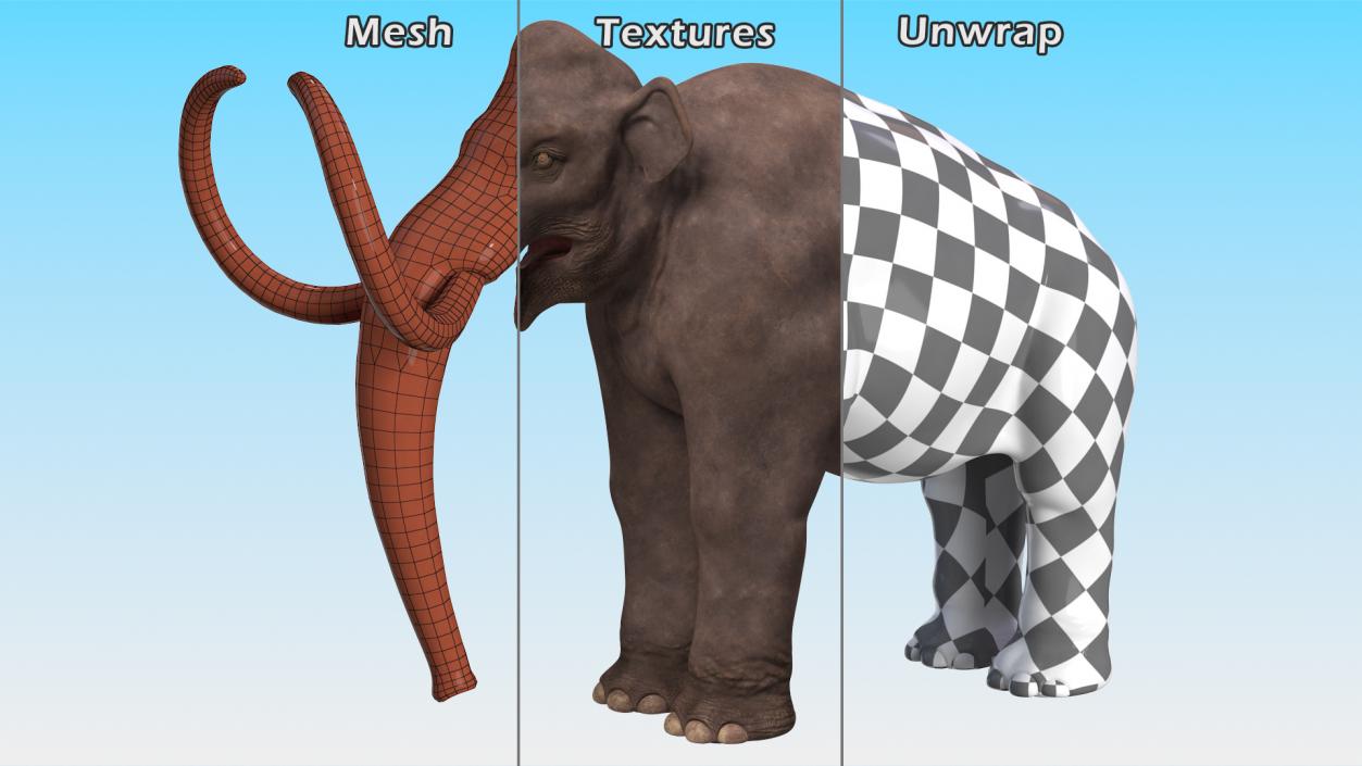 3D model Mammoth Adult Rigged