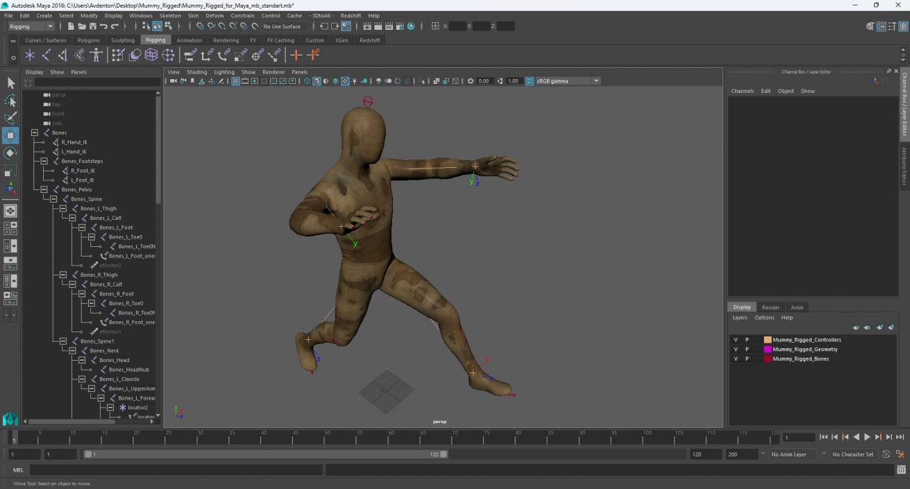 3D Mummy Rigged for Maya