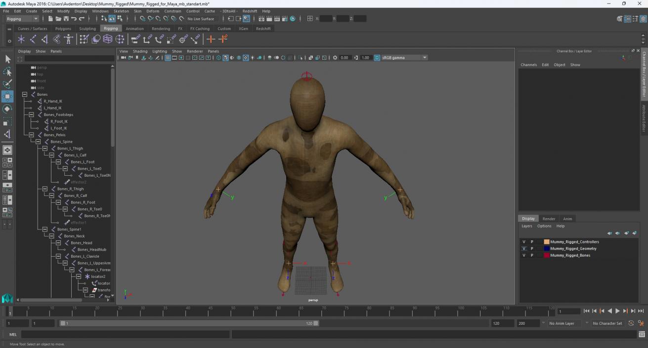 3D Mummy Rigged for Maya