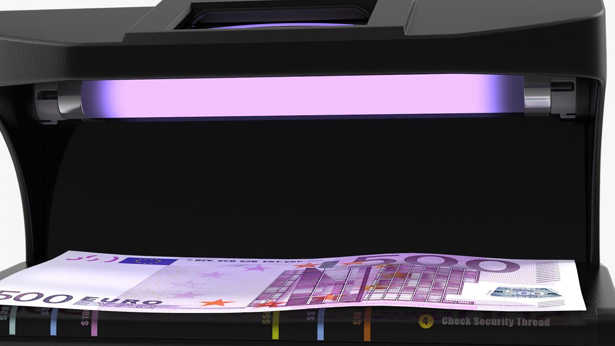 3D model Ultraviolet Counterfeit Detector and 500 Euro