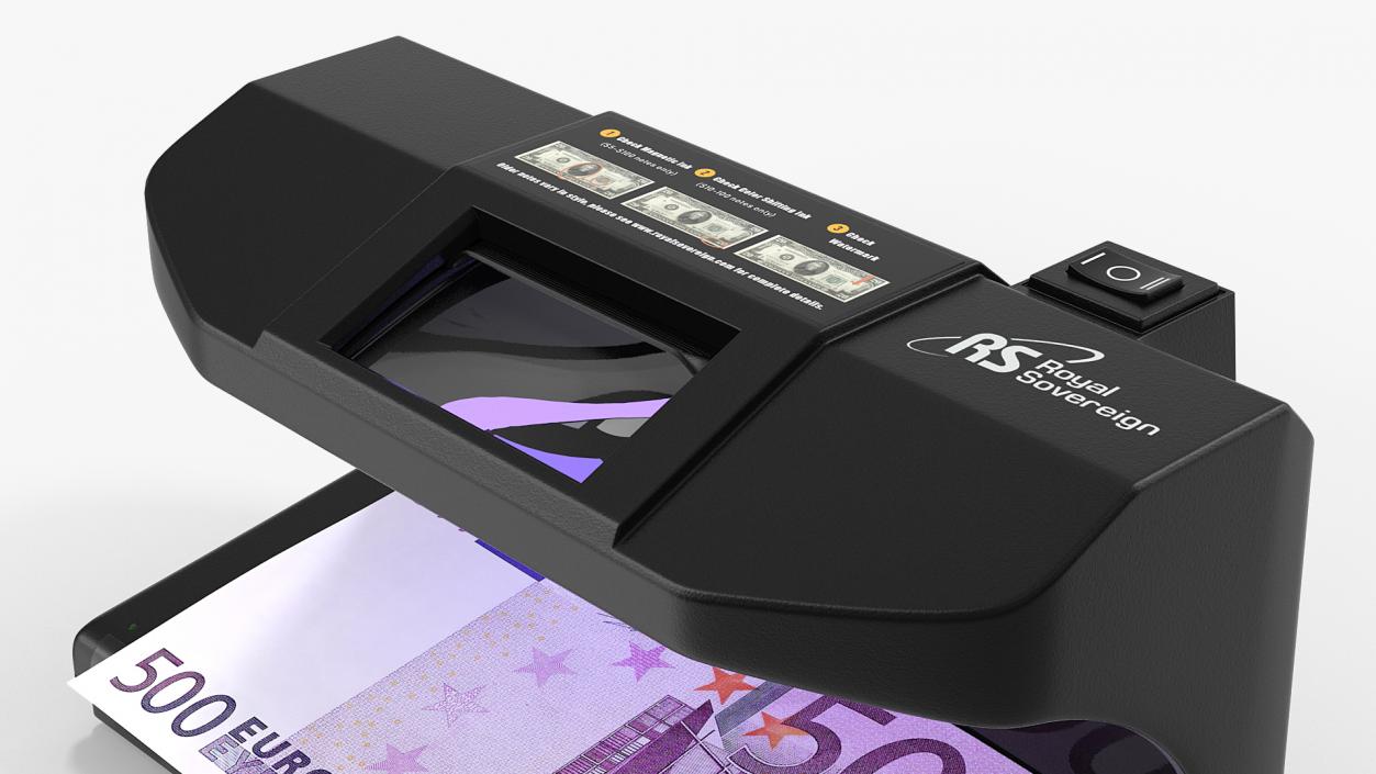 3D model Ultraviolet Counterfeit Detector and 500 Euro