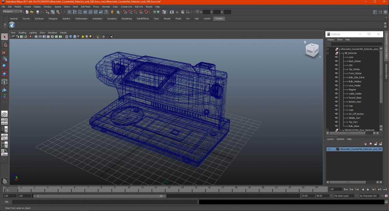 3D model Ultraviolet Counterfeit Detector and 500 Euro