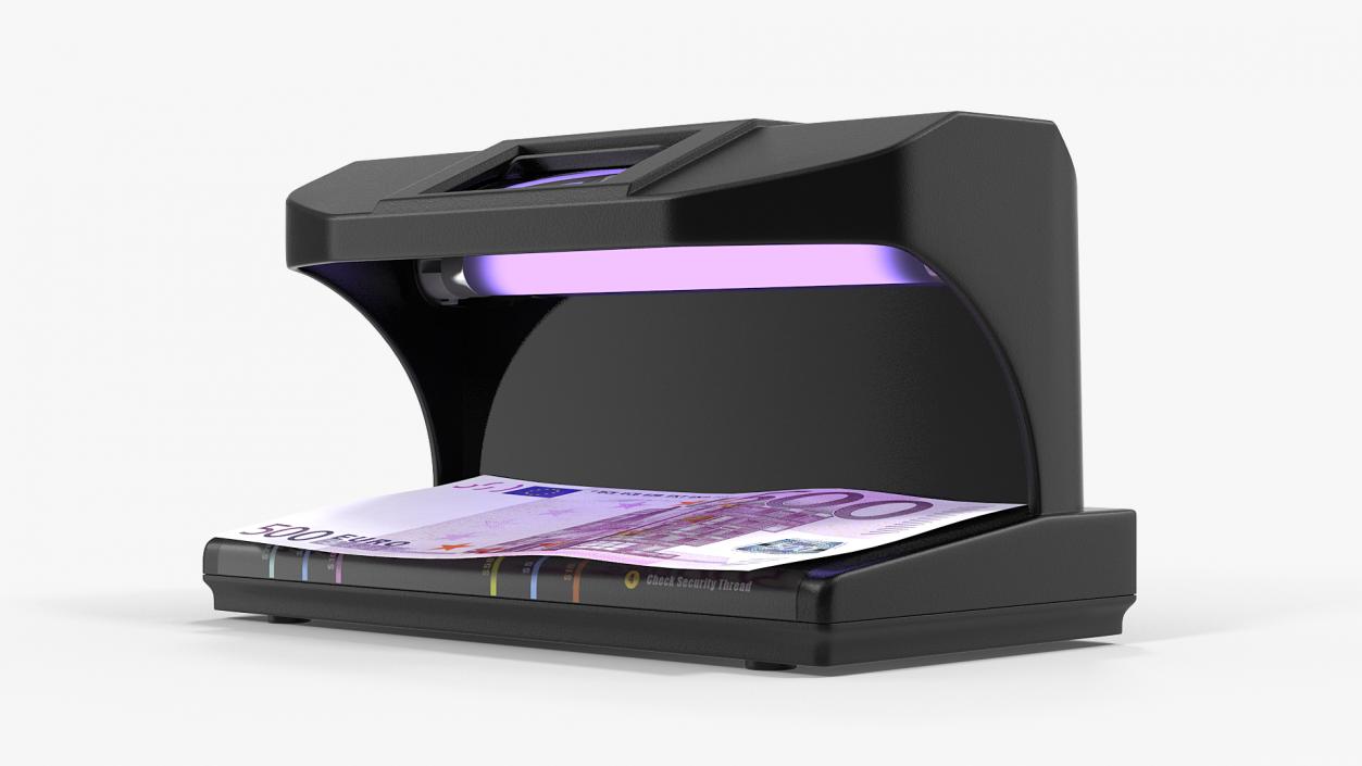 3D model Ultraviolet Counterfeit Detector and 500 Euro