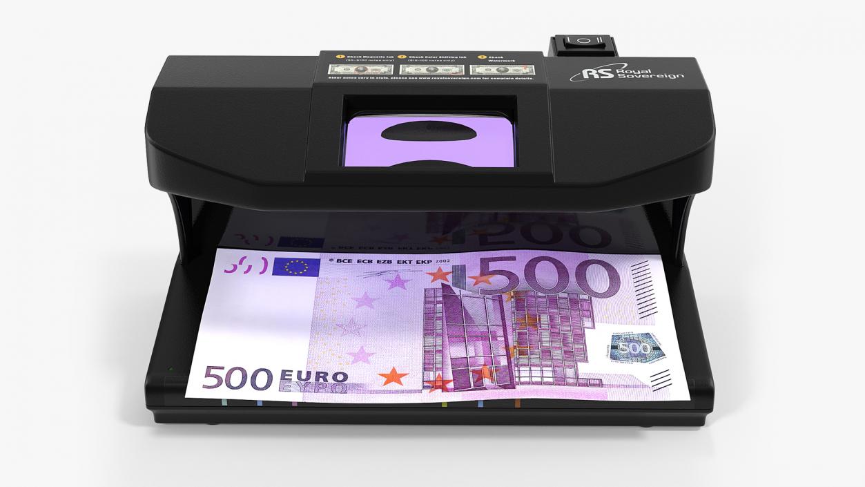 3D model Ultraviolet Counterfeit Detector and 500 Euro