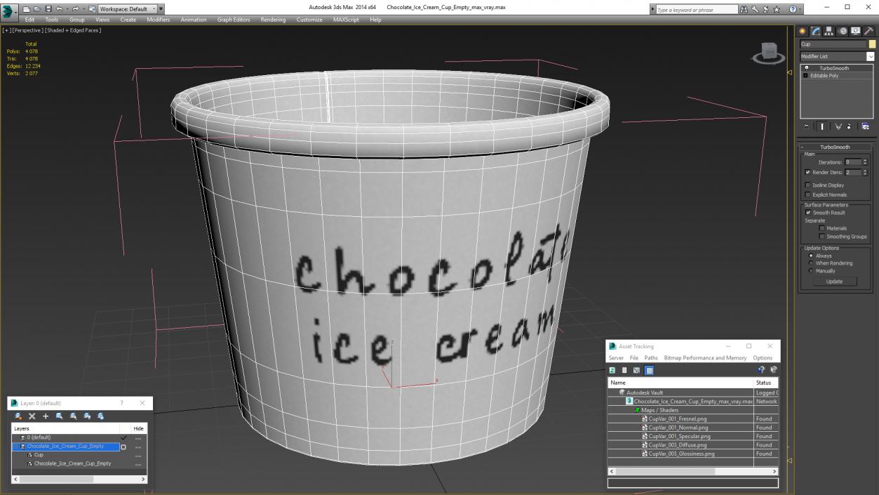 Chocolate Ice Cream Cup Empty 3D model