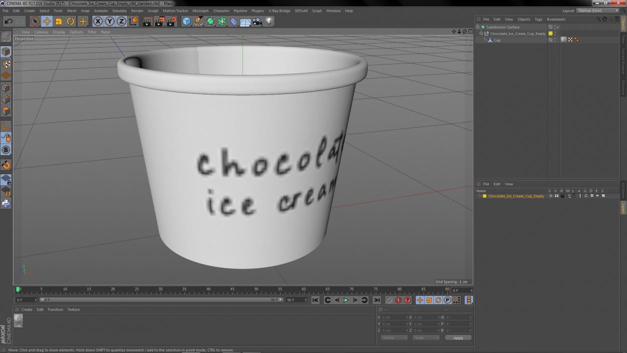 Chocolate Ice Cream Cup Empty 3D model