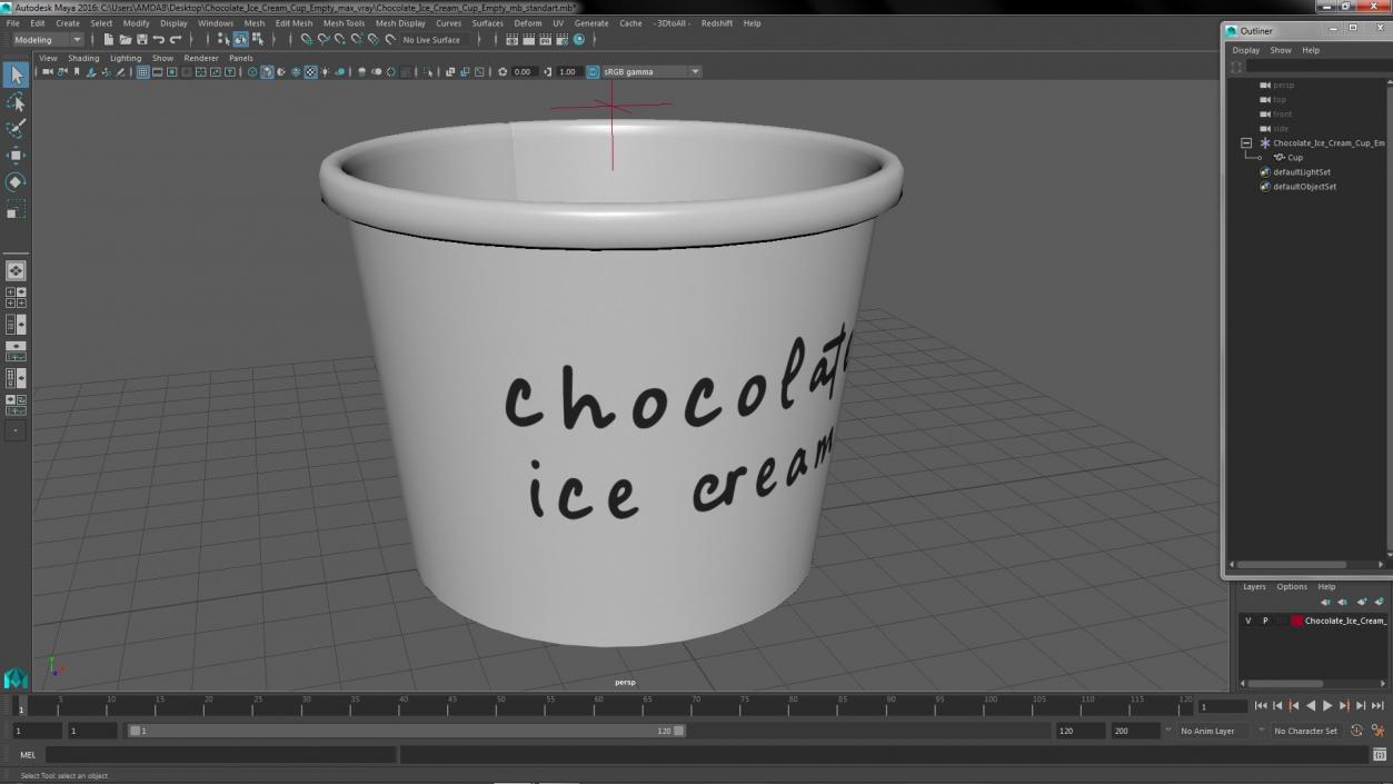 Chocolate Ice Cream Cup Empty 3D model