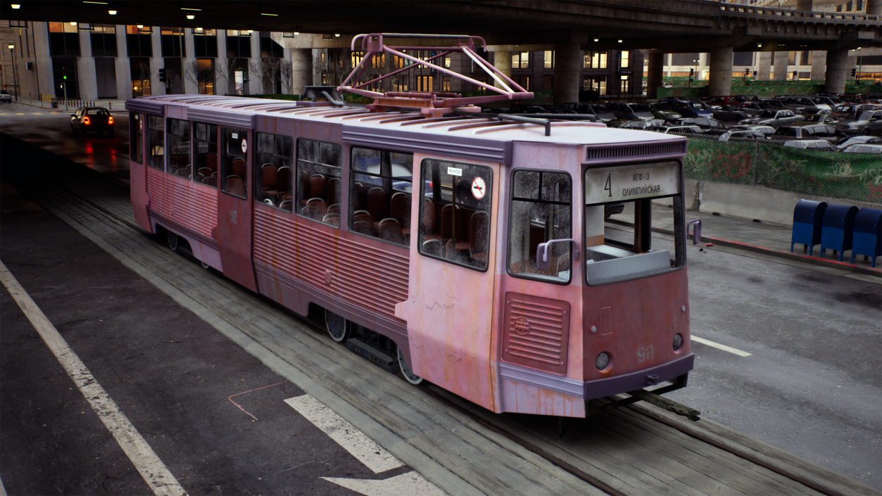 3D KTM-5 Soviet Tram Old