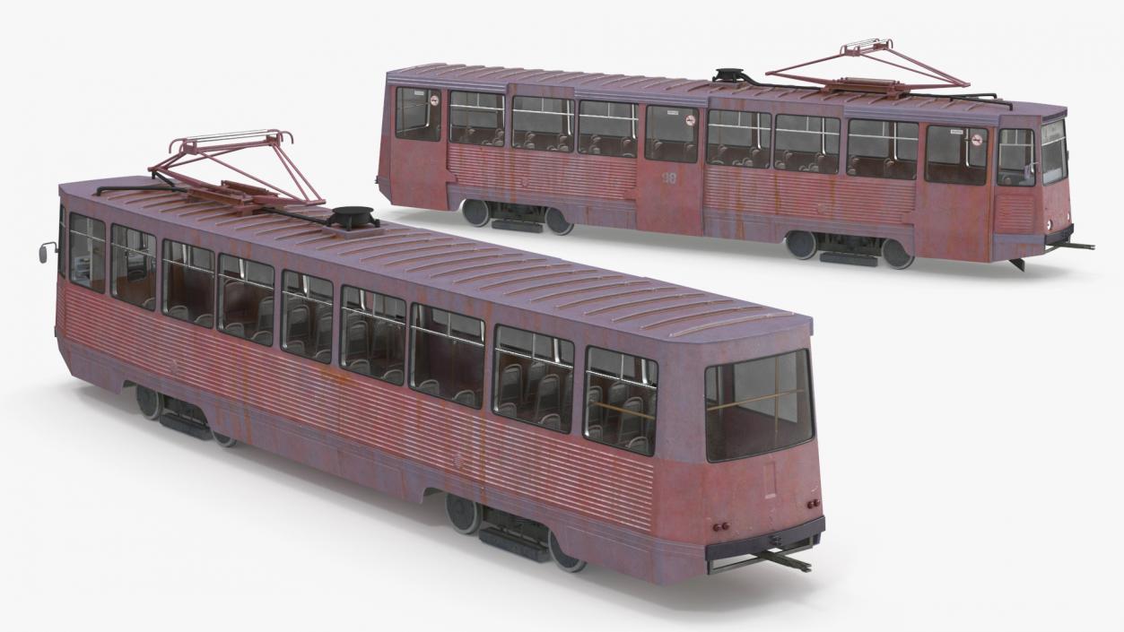 3D KTM-5 Soviet Tram Old