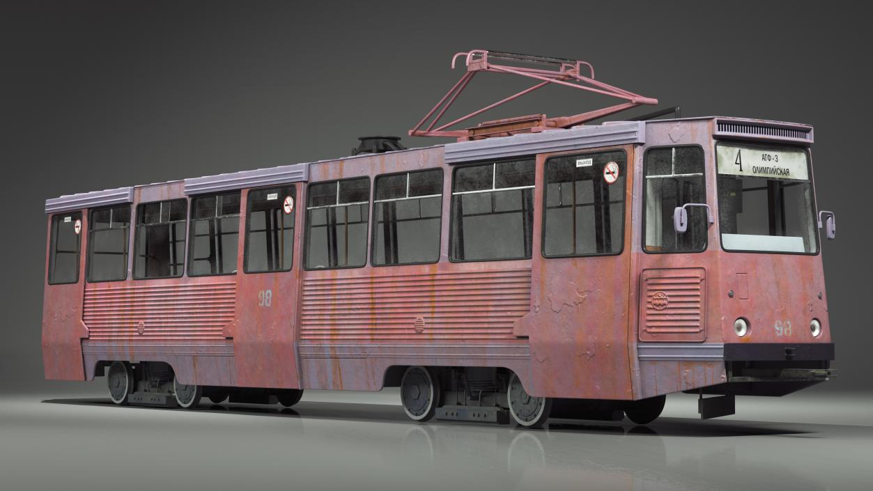 3D KTM-5 Soviet Tram Old