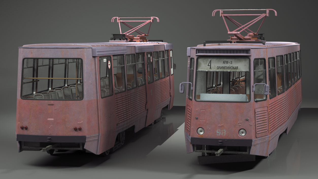 3D KTM-5 Soviet Tram Old