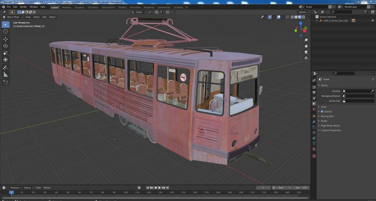 3D KTM-5 Soviet Tram Old