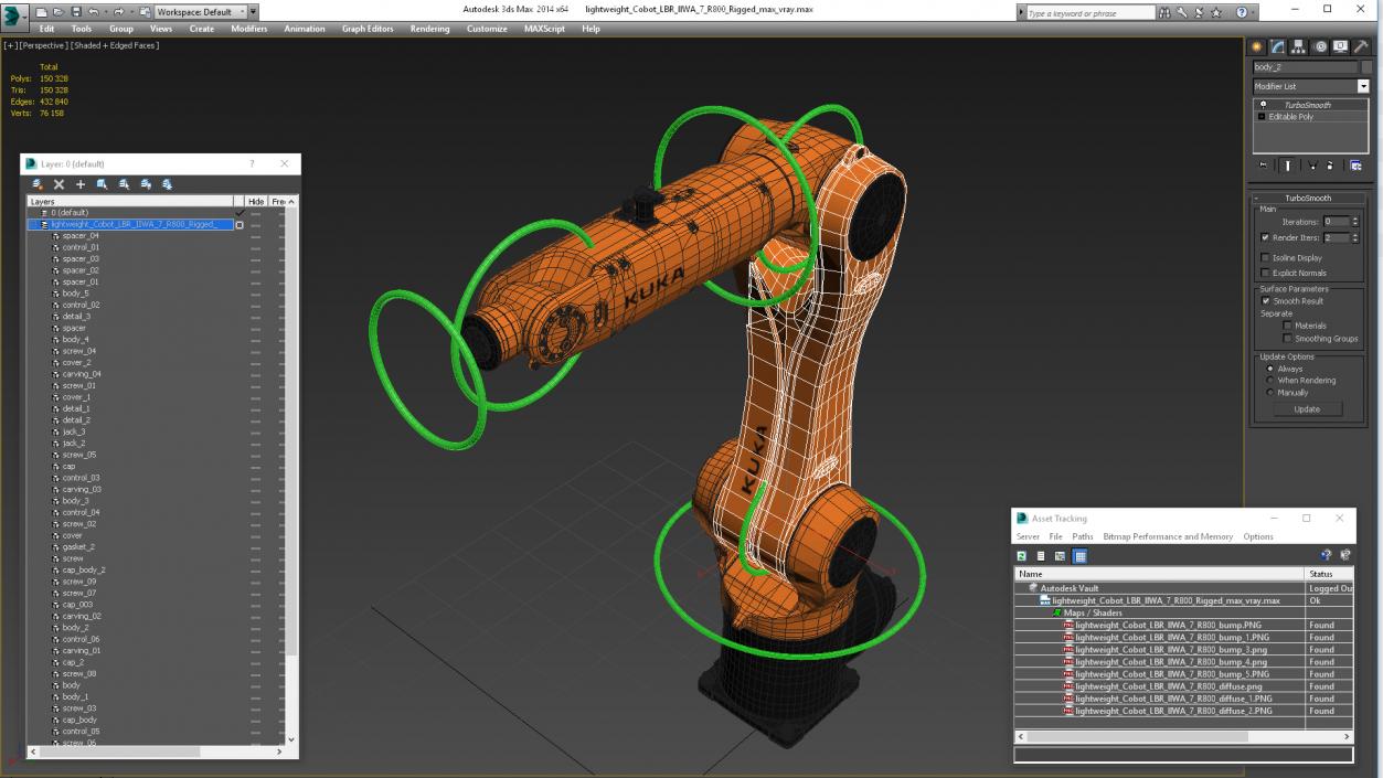 Lightweight Cobot LBR IIWA 7 R800 Rigged for Cinema 4D 3D model