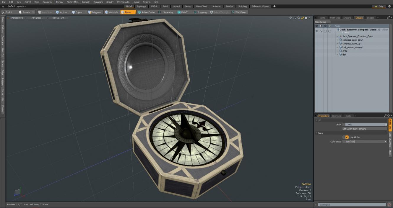 3D model Jack Sparrow Compass Open