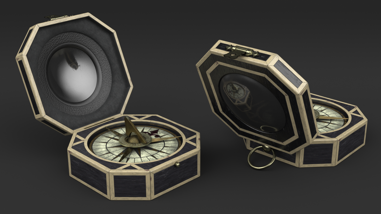 3D model Jack Sparrow Compass Open