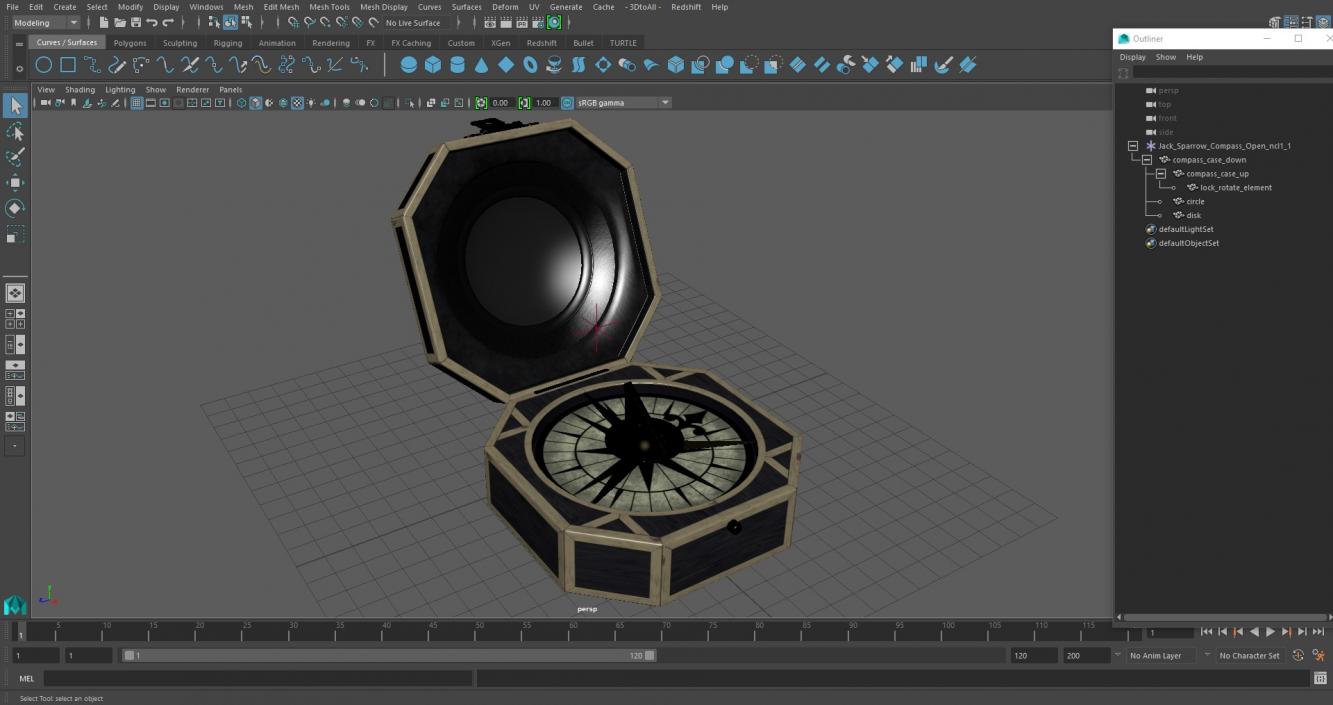 3D model Jack Sparrow Compass Open