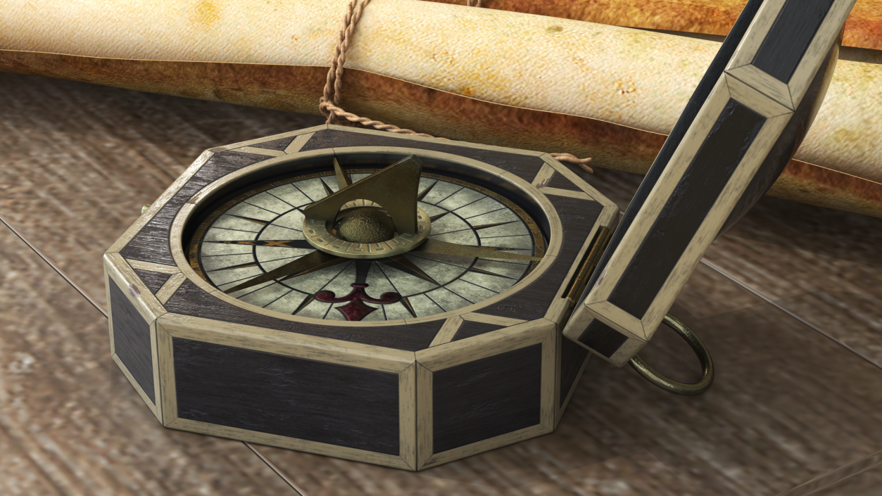 3D model Jack Sparrow Compass Open