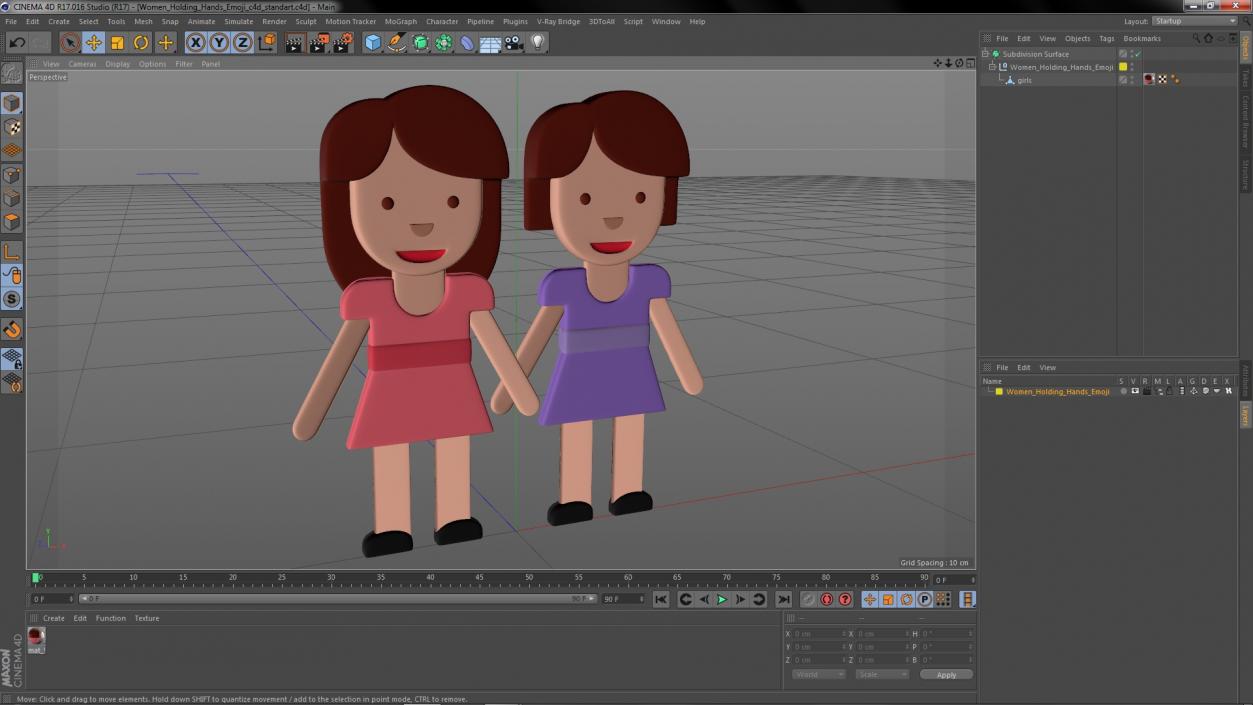 3D model Women Holding Hands Emoji