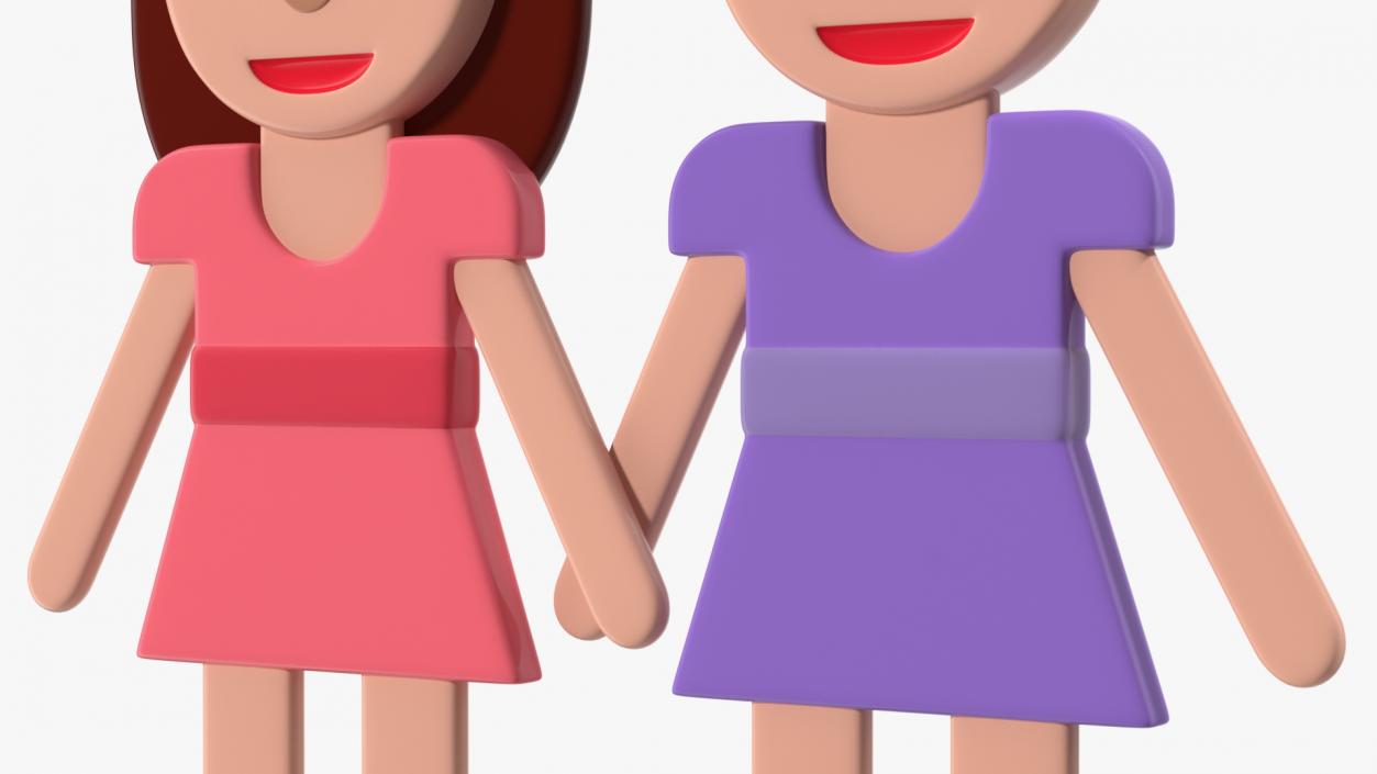 3D model Women Holding Hands Emoji