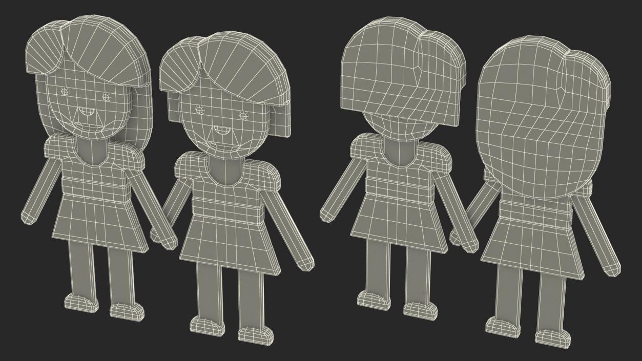 3D model Women Holding Hands Emoji