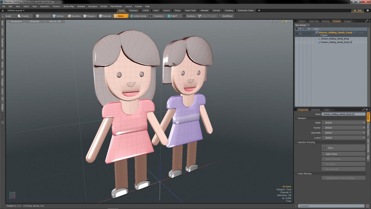 3D model Women Holding Hands Emoji