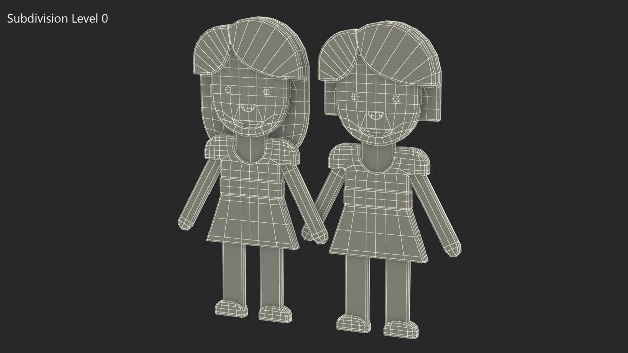 3D model Women Holding Hands Emoji