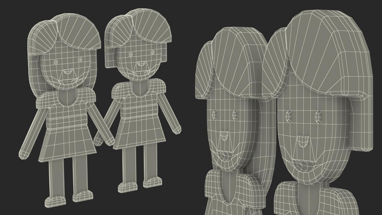 3D model Women Holding Hands Emoji