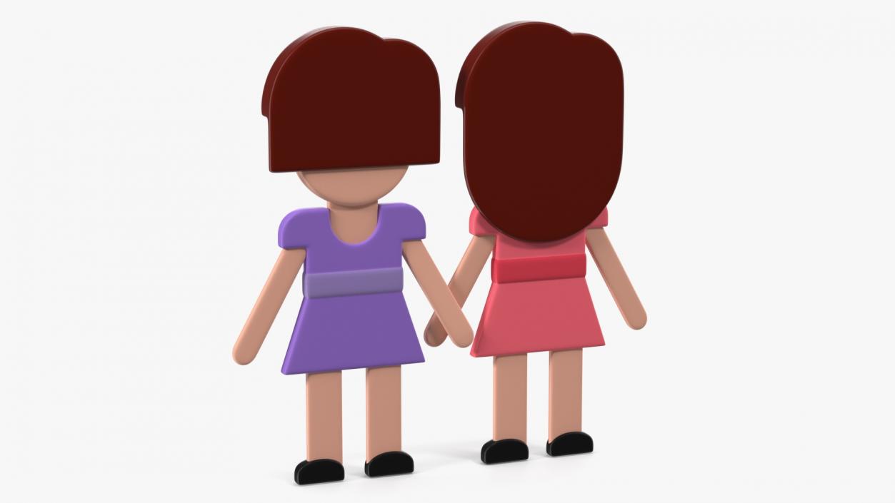 3D model Women Holding Hands Emoji