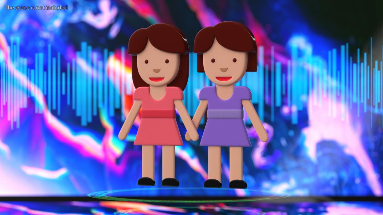 3D model Women Holding Hands Emoji