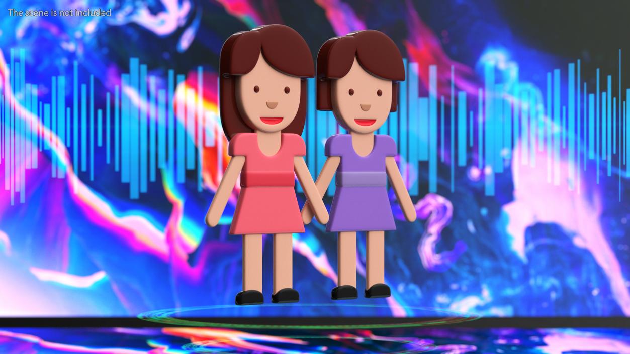 3D model Women Holding Hands Emoji