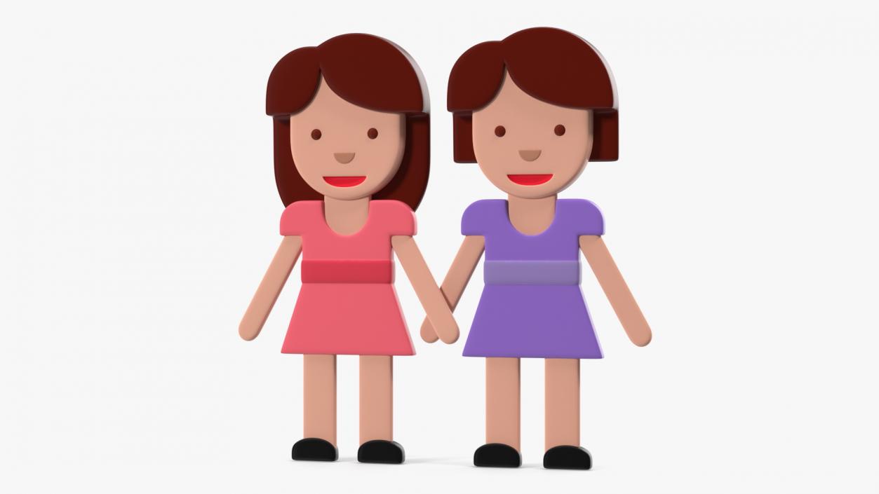 3D model Women Holding Hands Emoji