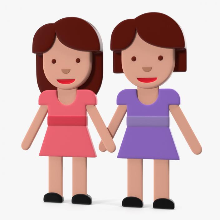 3D model Women Holding Hands Emoji