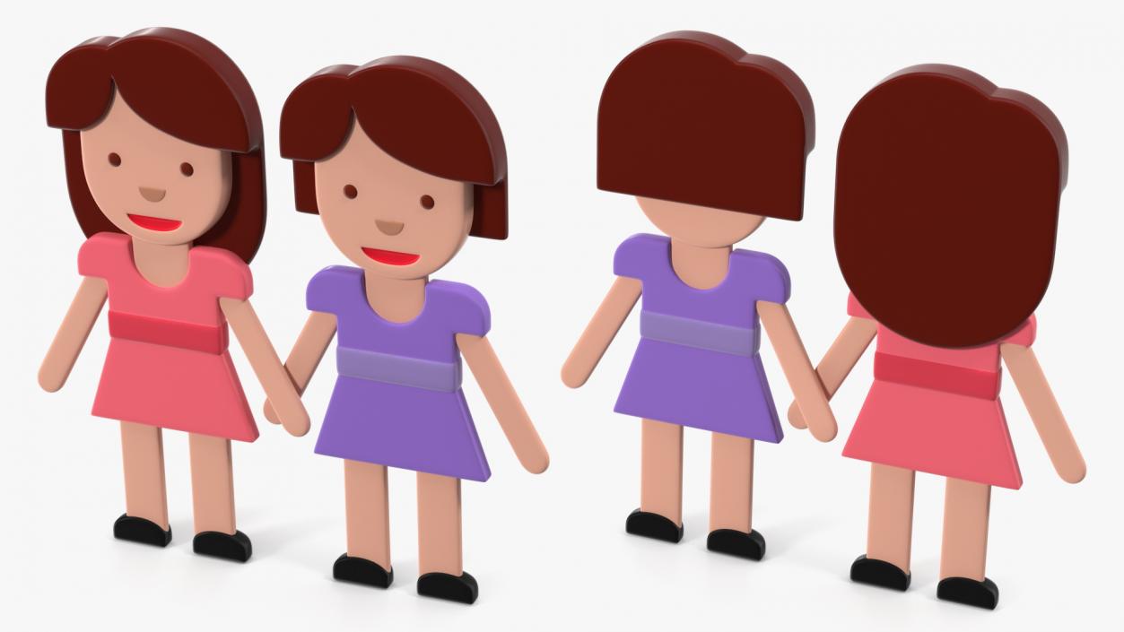 3D model Women Holding Hands Emoji