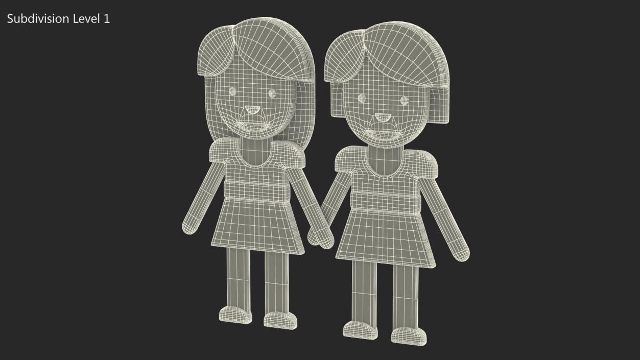 3D model Women Holding Hands Emoji