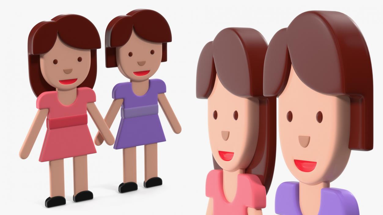 3D model Women Holding Hands Emoji