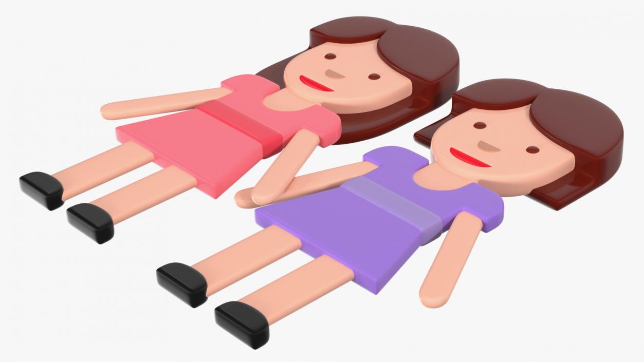 3D model Women Holding Hands Emoji