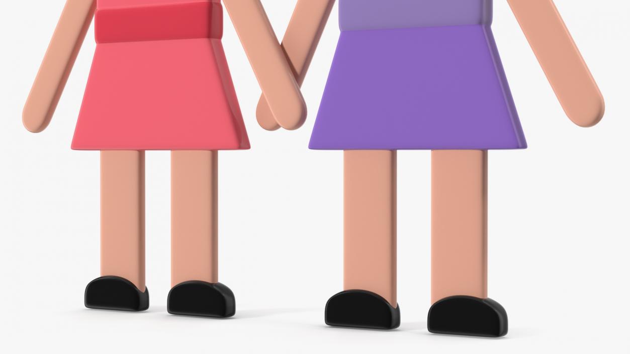 3D model Women Holding Hands Emoji