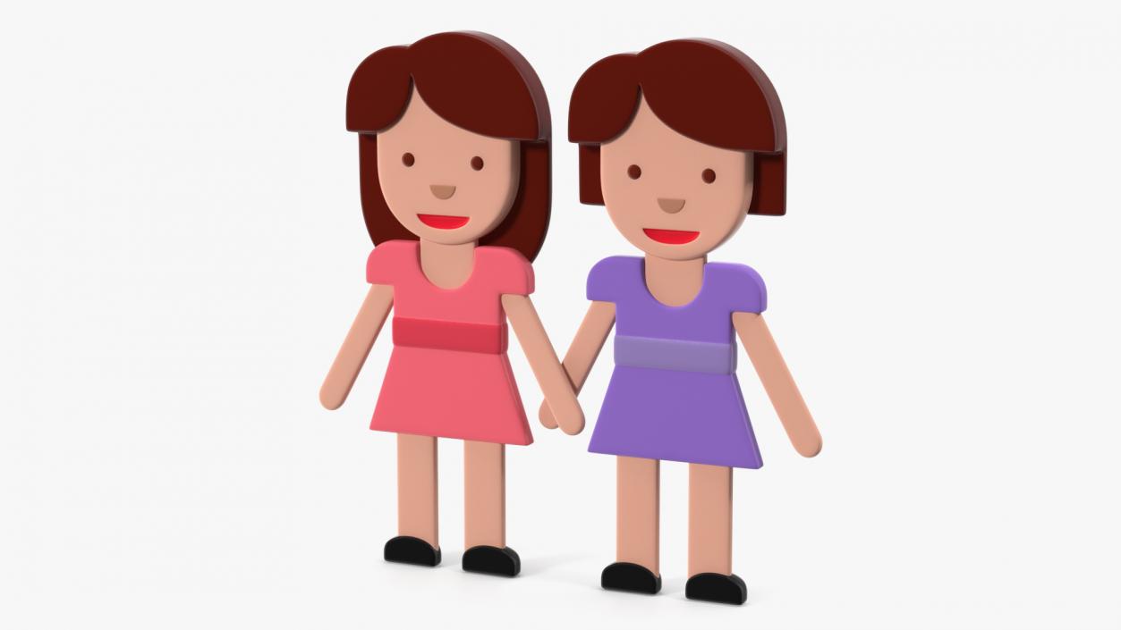 3D model Women Holding Hands Emoji