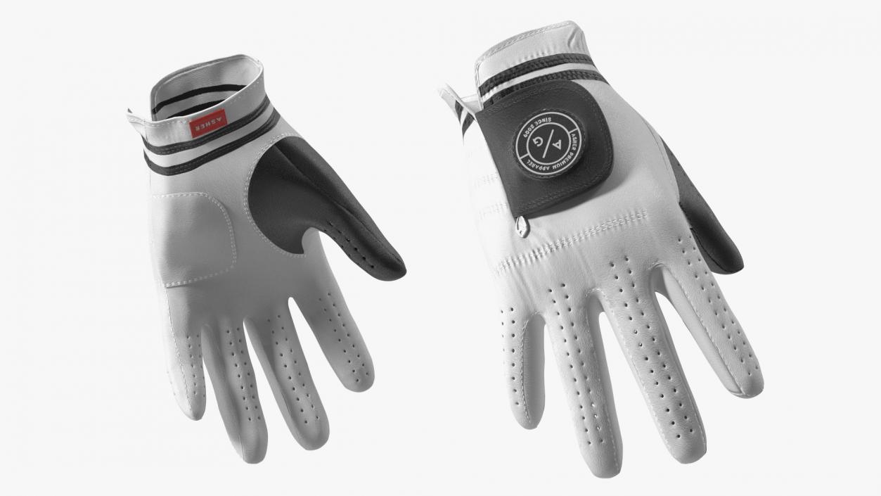 3D Premium Golf Gloves Asher White