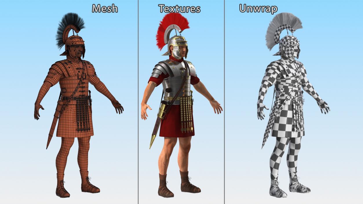 3D Veteran Roman Legionnaire Fur Rigged